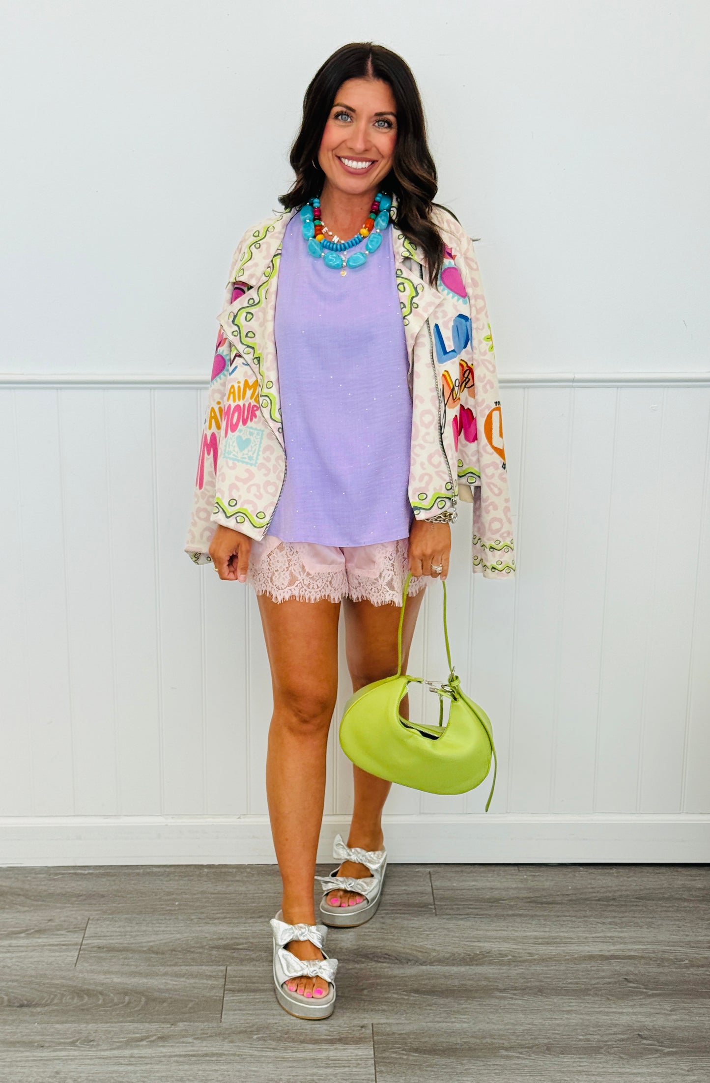 Lavender Rhinestone Sleeveless Blouse (Reg. and Plus)