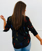 Queen Of Sparkles Black Rhinestone Skeleton Sheer Button Up Top (Reg. and Plus)