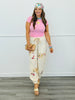 POL Natural Crochet Print Patch Joggers (Reg.)