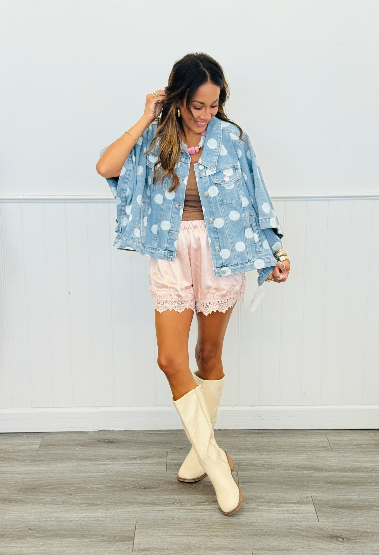 Denim Polka Dot Cape Jacket (Reg.)