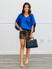 Satin Jacquard Print Bubble Hem Top (Reg. & Plus)- 3 Colors