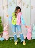 Queen Of Sparkles Rainbow Colorblock Easter Bunny Cardigan (Reg. and Plus)
