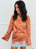Spotted Satin Wrap Top (Reg.)