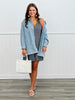 Blue Strappy Checkered Mini Dress (Reg & Plus)