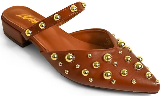 Brown Aurora Pointed Mule