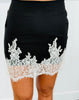 Black/White Lace Trim Mini Skirt (Reg.)