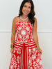 Red/Ivory Printed Midi Dress (Reg.)