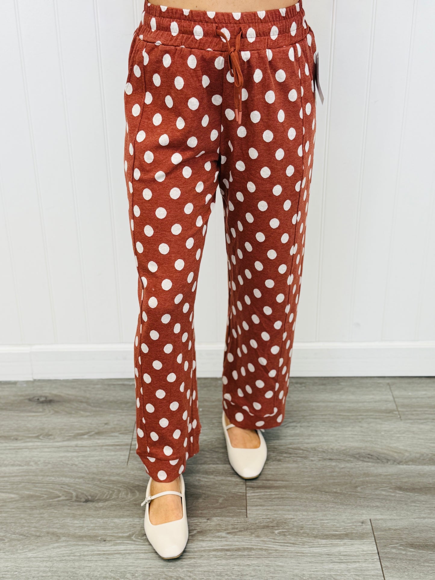 Rust Polka Dot Straight Leg Pants (Reg.)