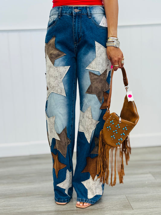Oli & Hali Washed Denim Star Patch Jeans  (Reg.)