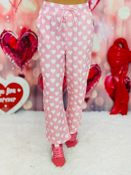 Baby Pink Hearts Terry Barrel Pants (Reg.)