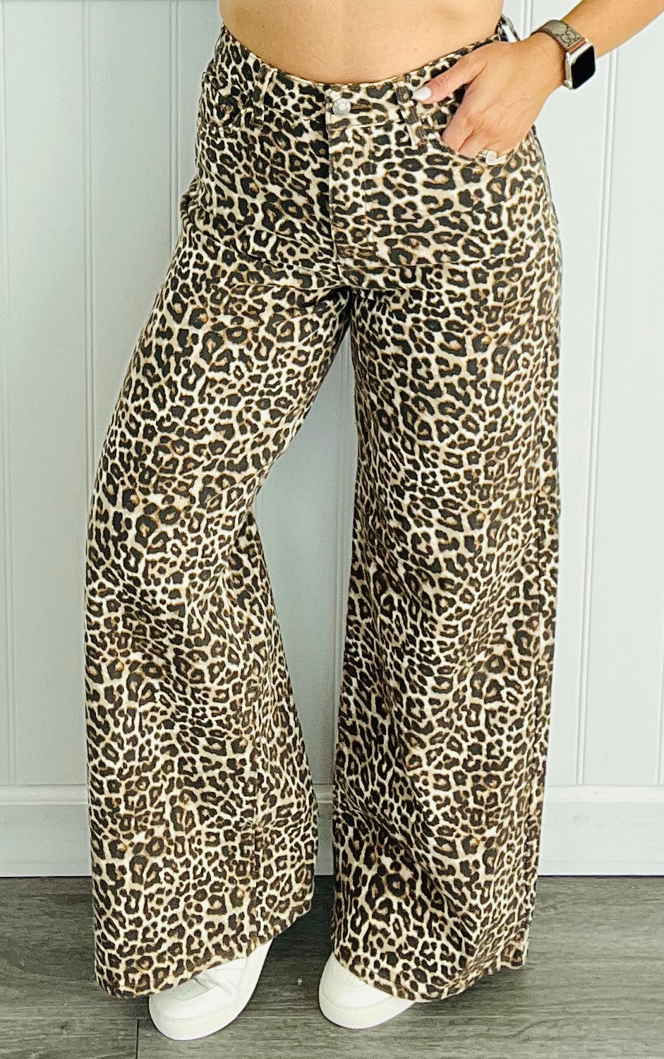 Leopard Wide Leg High Rise Pants (Reg.)