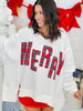 White/Red Plaid Merry Waffle Knit Sweatshirt (Reg & Plus)