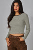 Striped Ribbed Long Sleeve Top (Reg.) - 4 Colors
