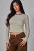 Striped Ribbed Long Sleeve Top (Reg.) - 4 Colors