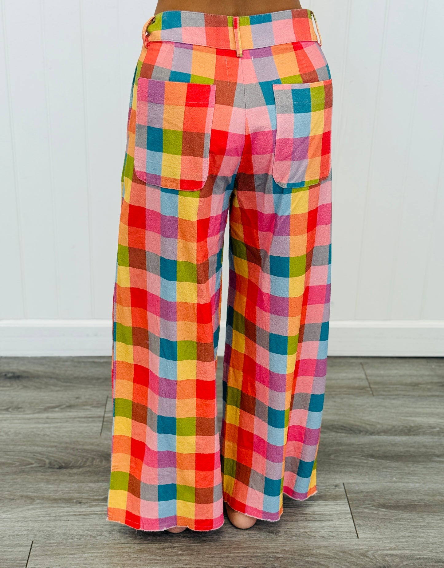 Vivid Checkered Wide Leg Pants (Reg)