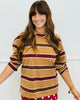 Camel Multi Long Sleeve Stripe Top (Reg & Plus)