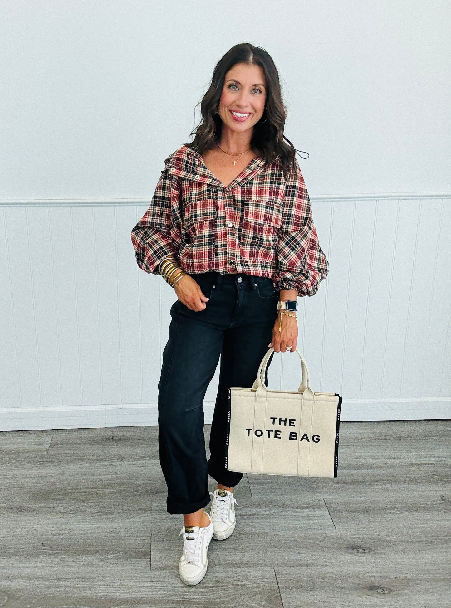 Red Multi Plaid Hoodie Jacket (Reg.)