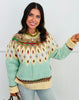 Light Blue/Cream Fair Isle Yoke Sweater Top (Reg & Plus)
