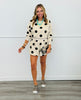 Beige Polka Dot Sweatshirt & Shorts Set (Reg. and Plus)