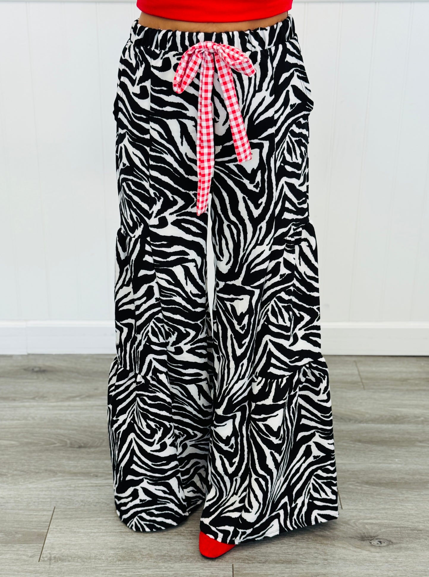 Zebra Print Wide Leg Pants (Reg. and Plus)