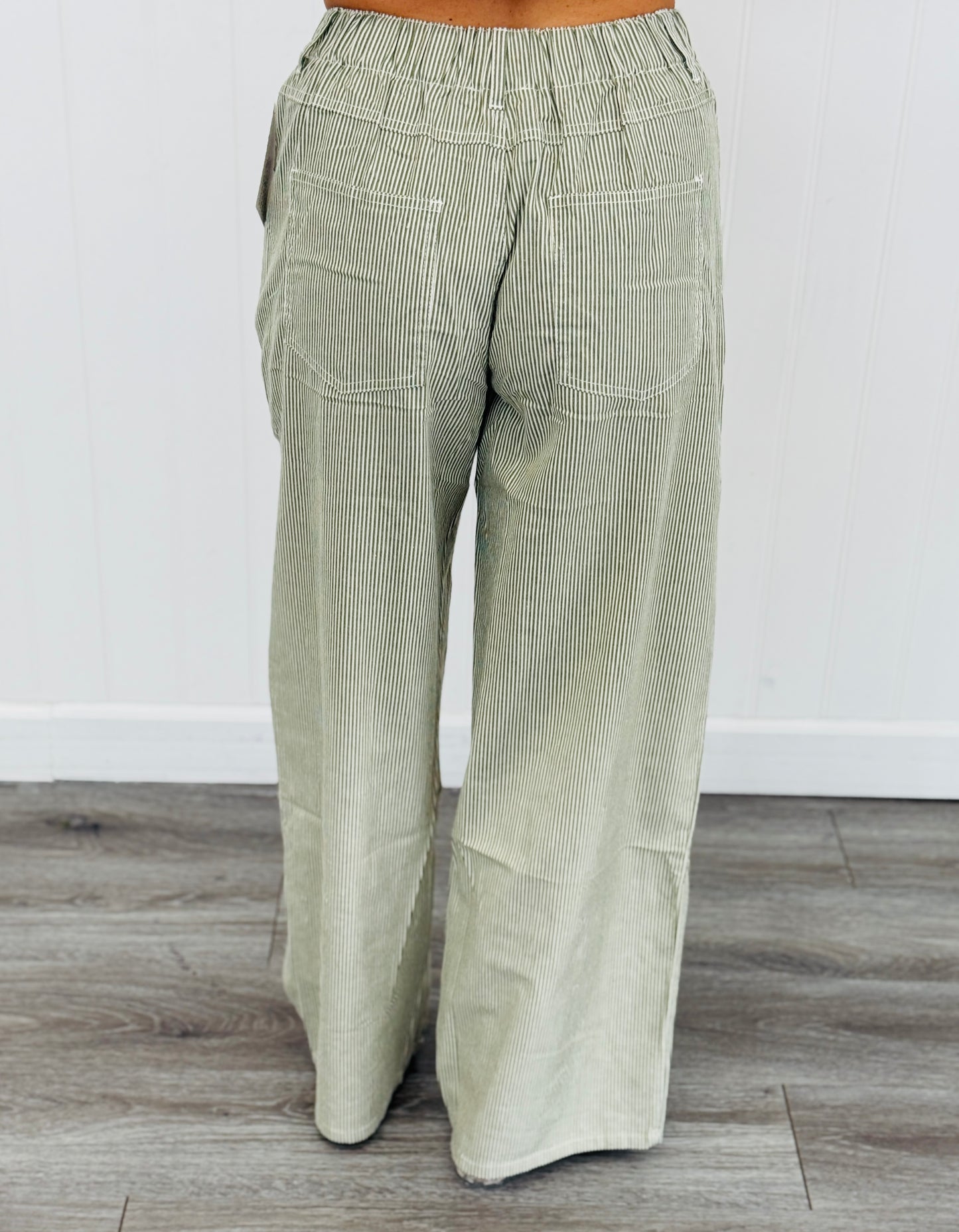 Striped Floral Embroidered Pants (Reg. and Plus) - 2 Colors