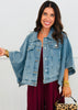 Denim Oversized Cape Sleeve Jacket (Reg & Plus)
