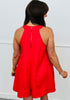 Red Flare Sleeveless Romper (Reg.)