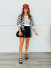 Black/White Split Decision Blouse (Reg. and Plus)