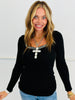Black Sweetheart Crystal LS Top (Reg. and Plus)
