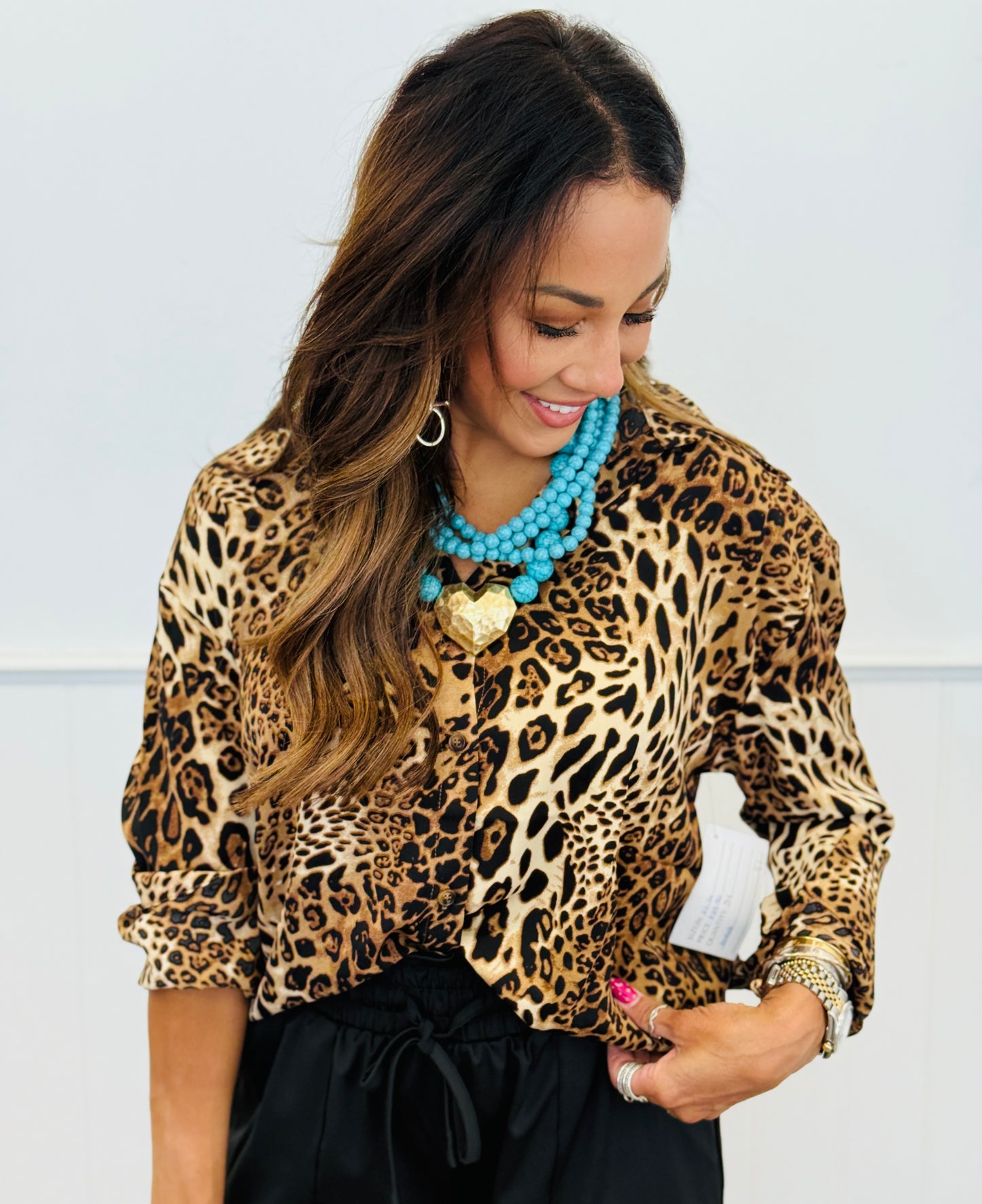 Brown Leopard The Kathryn Button-Up Top (Reg. & Plus)
