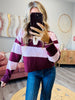 Burgundy/Pink Striped Polo Sweater Top (Reg.)
