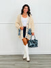 Natural V-Neck Denim Pockets Sweater Cardigan (Reg. and Plus)