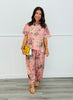 Pink Garden Floral Top & Jogger Pants Set (Reg & Plus)