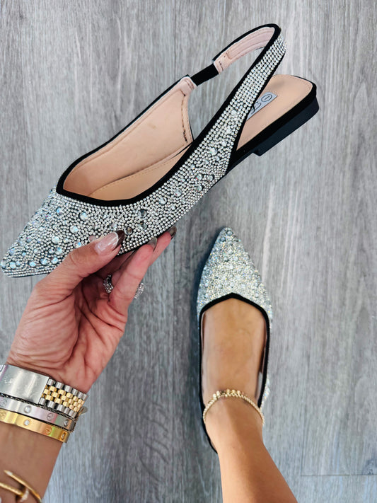 Black Spark Joy Rhinestone Flats