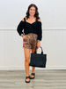 Black V-neck Cold Shoulder Sweater (Reg)