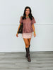 Mocha Pink Spotted Peplum Top (Reg.)