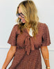 Mocha/Ivory Polka Dot Print Midi Dress (Reg & Plus)