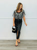 Black Faux Leather Button Down Midi Skirt (Reg)