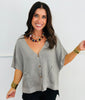 Button Front Boxy Knit Cardigan (Reg. and Plus) - 3 Colors