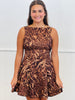 Brown Leopard Mini Skater Skirt Dress (Reg.)