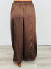 Dk Brown Lace Trim Satin Pants (Reg. and Plus)