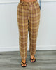 Tan Plaid Brushed Wool Blend Trousers (Reg & Plus)