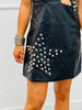 Black Faux Leather Star Studded Mini Dress (Reg.)