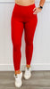 Red Ribbed Nylon Leggings (Reg. and Plus)