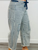 Navy Striped Twill Barrel Pants (Reg & Plus)