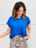 Relaxed Fit Rolled Short Sleeve Top (Reg. & Plus)- 4 Colors