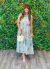 POL Cream/Blue Multi Sleeveless Button Down Maxi Dress (Reg.)