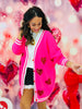 Sequin Patch Happy Hearts Relaxed Cardigan (Reg. and Plus)