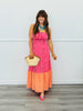 Hot Pink Striped Back Bow Tie Midi Dress (Reg.)