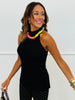 Black Cut Out Back Halter Neck Top (Reg.)